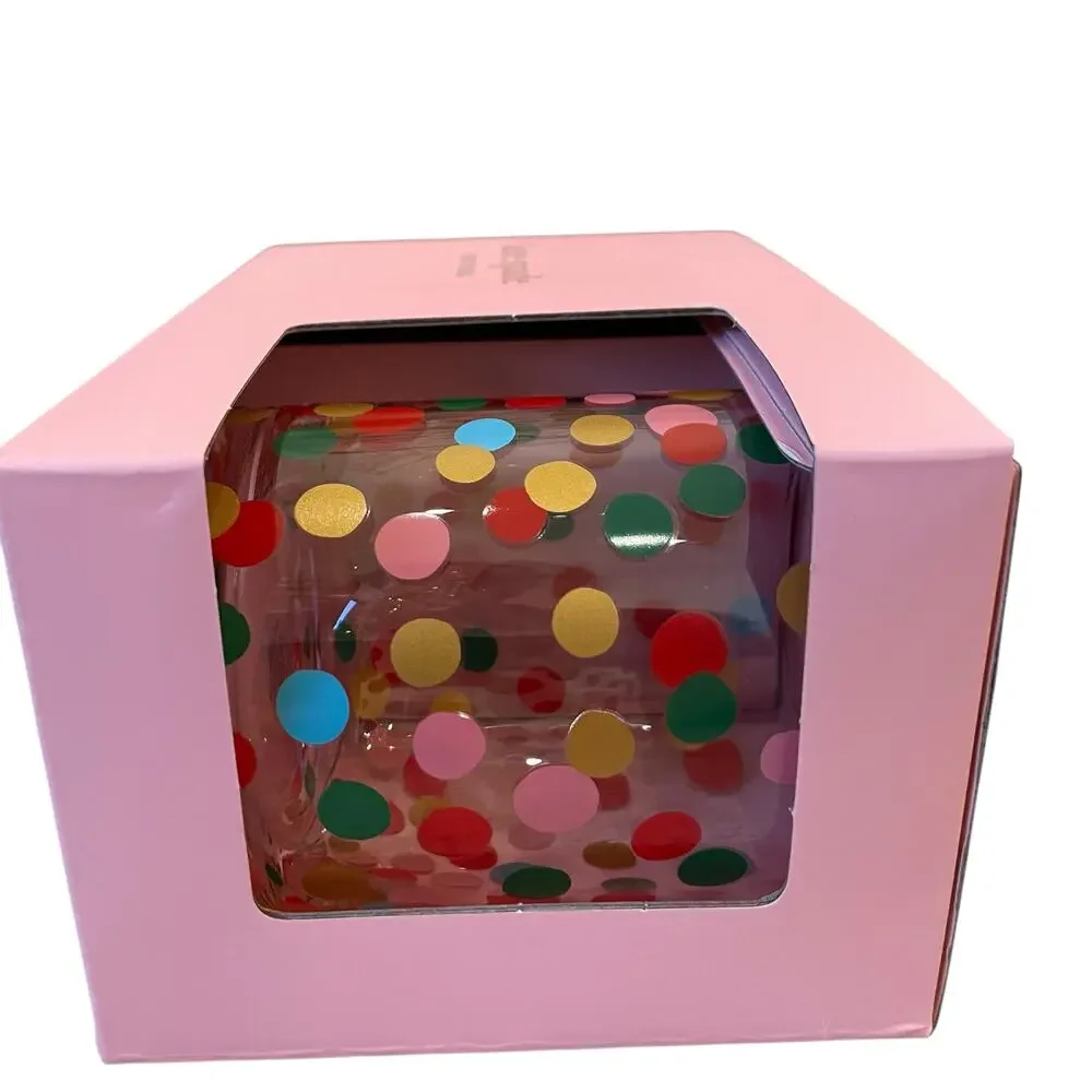 Kate Spade ITS RAINING CONFETTI Double Old Fashioned Whiskey Glass Set of 2 New